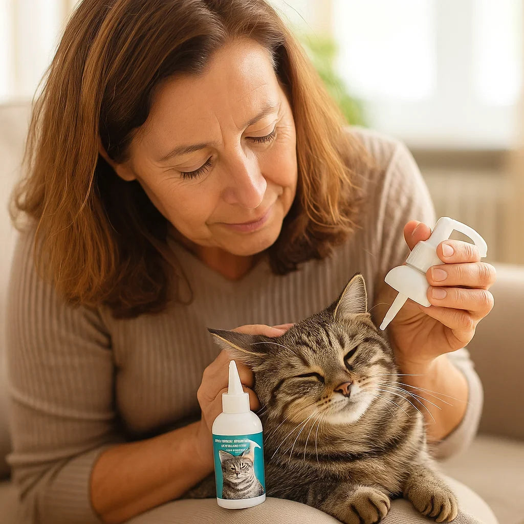 Effektive Katzenpflege: Natürliches Ohrenreinigungsmittel für saubere, gesunde Katzenohren und mehr Wohlbefinden.
