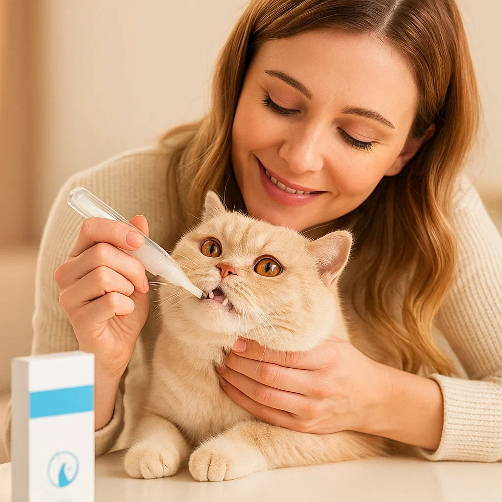 Verpackung: Katzen Zahnpflege-Stift. Intensive Zahnreinigung für Zahngesundheit und langanhaltend frischen Atem.