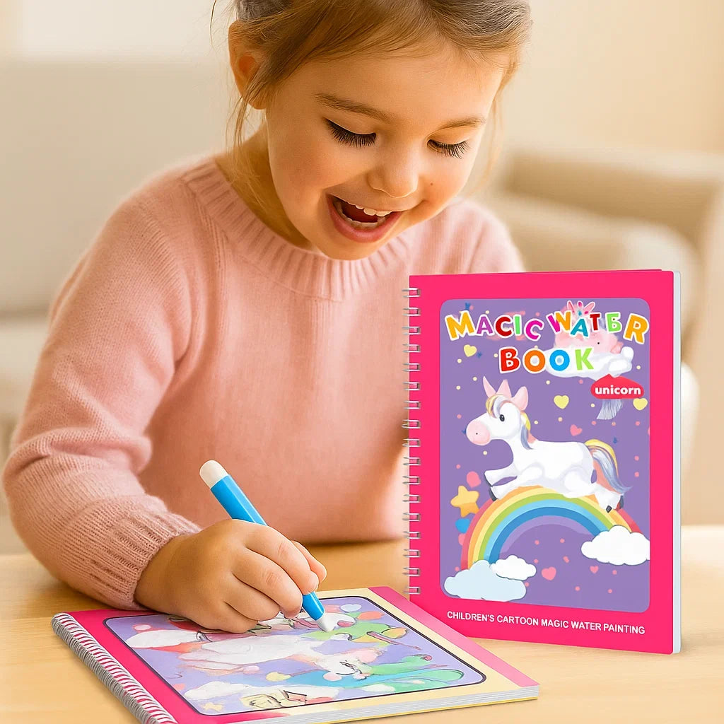 Magisches Wassermalbuch-Set für Kinder; sauberer, fleckenfreier Malspaß mit wiederverwendbaren Seiten für Kleinkinder.