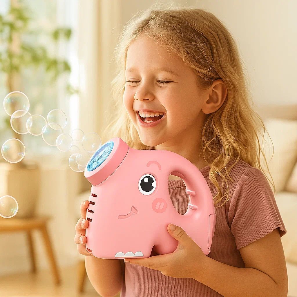 Elefant Seifenblasenmaschine für Kinder, ideal für Outdoor-Sommerspaß im Garten.