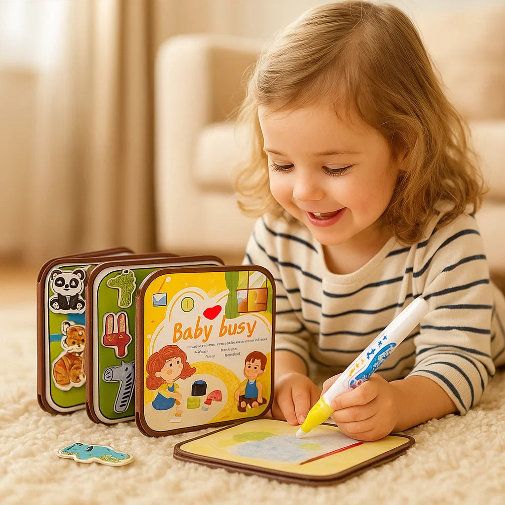 Montessori 2in1 Buch für Kinder: Malbuch & Geschichtenbuch, pädagogisch wertvoll, unterstützt die frühe Bildung.