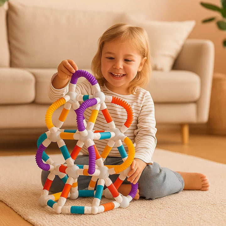 STEM-Spielzeug: Montessori Magnetbausteine, entwickelt räumliches Vorstellungsvermögen bei Kindern.
