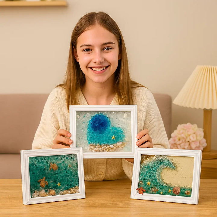 Kreatives DIY Meerglas Kunst Set zum Selbermachen: Bastelset für einzigartige Dekorationen und Geschenke.