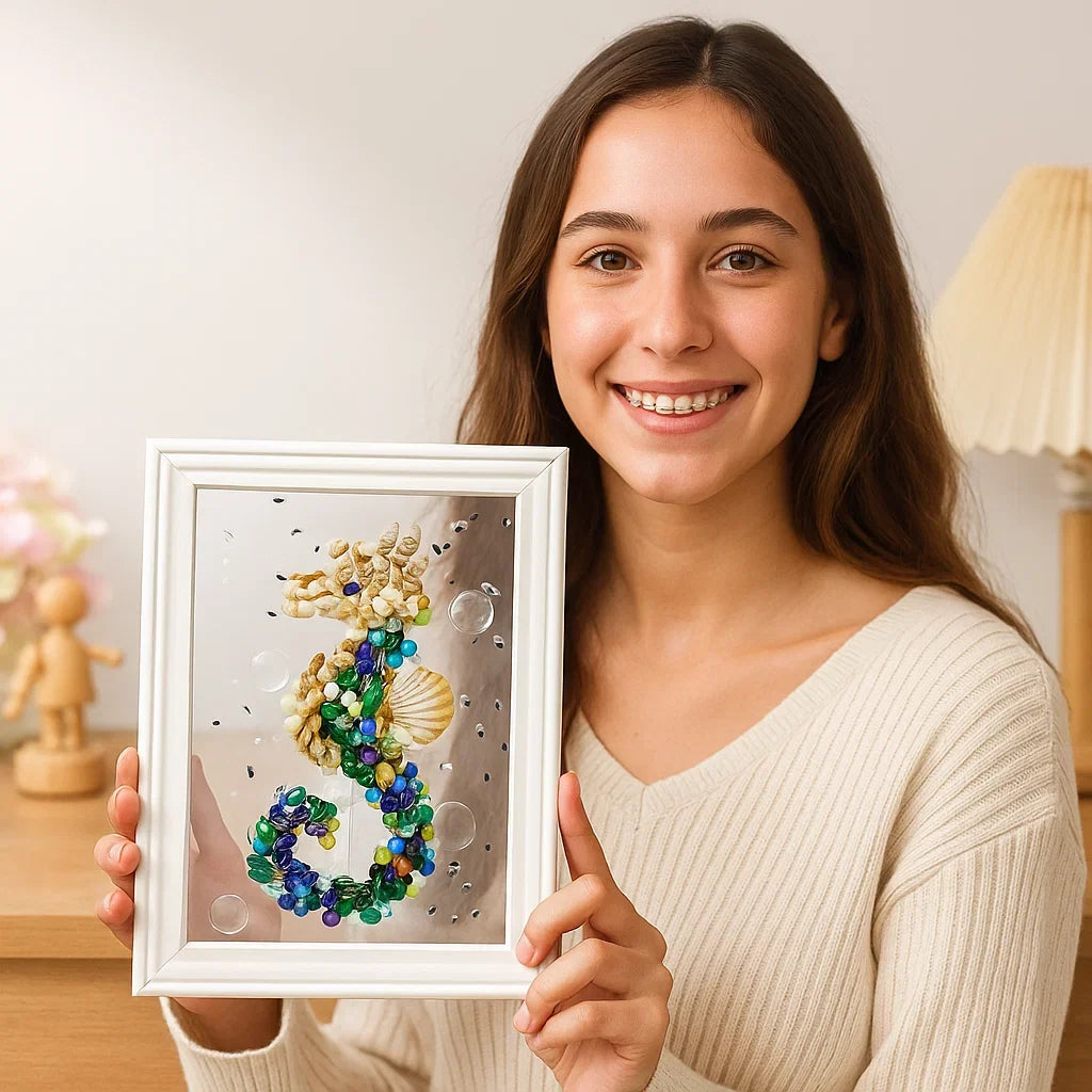 Kreatives Meerglas Kunstset als Geschenkidee: DIY-Bastelspaß für Kinder und Erwachsene, Entspannung garantiert.