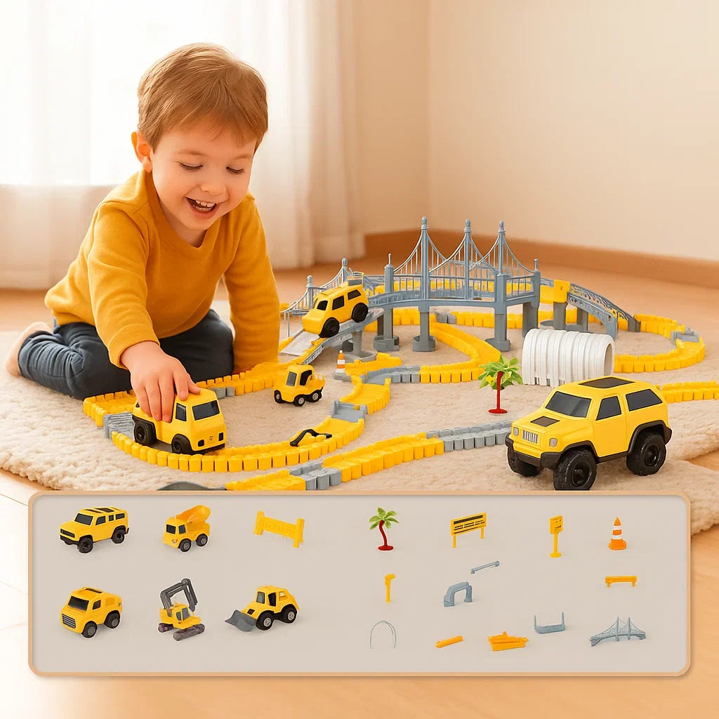 Perfekte Geschenkidee: Abenteuer Rennstrecke für Kinder mit Spurautos, bringt Fahrspaß und fördert Koordination.