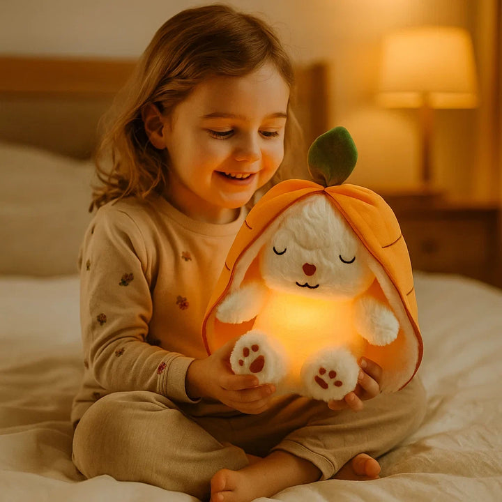 Weiches Karotten Häschen Plüschtier für Babys & Kinder, beruhigend als Einschlafhilfe & Babygeschenk.