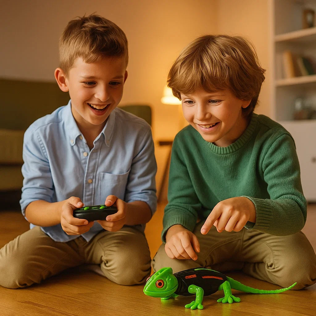 RC Wandkletter-Chamäleon Spielzeug für Kinder. Das ferngesteuerte Chamäleon sorgt für interaktiven Spielspaß an Wänden.