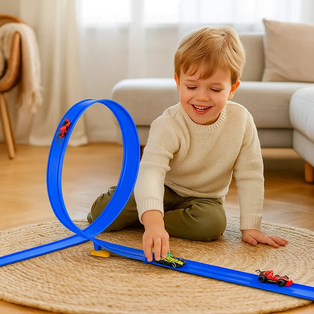 Tolles Geschenk: Leuchtende & flexible Rennstrecke für Kinder, fördert Baufähigkeiten & stundenlanges Spielen.