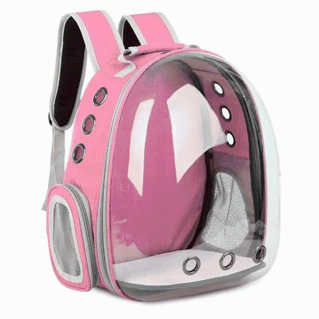 Innovativer Katzenrucksack mit transparentem Sichtfenster und ausreichender Belüftung für Trips.