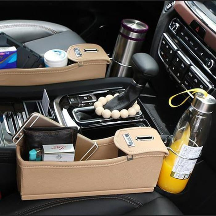 Auto Organizer aus PU Leder für die Sitzlücke, schafft Ordnung im Fahrzeug. Ideal als Lückenfüllung.