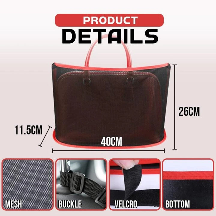 Robuste Auto-Organizer Netztasche in Schwarz für sichere Aufbewahrung. Ideal für Smartphones, Snacks & Papiere.