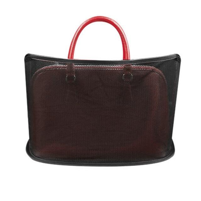 Multifunktionale Auto-Organizer Netztasche: Handtaschenhalter, Stauraum & Haustierbarriere in einem. Schwarz.