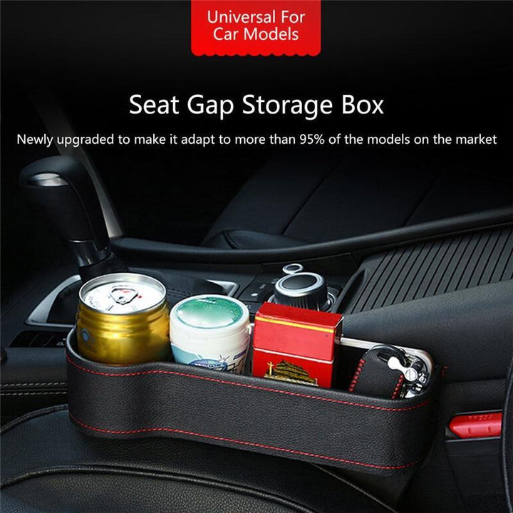 Auto-Sitz-Spalt-Organizer aus PU-Leder für mehr Ordnung im Fahrzeug, universell passend.