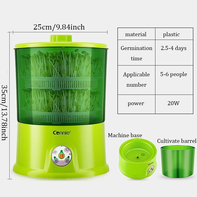 Kompakte Keimmaschine für frische Sprossen, ideal für den täglichen Genuss von Bio-Gemüse.