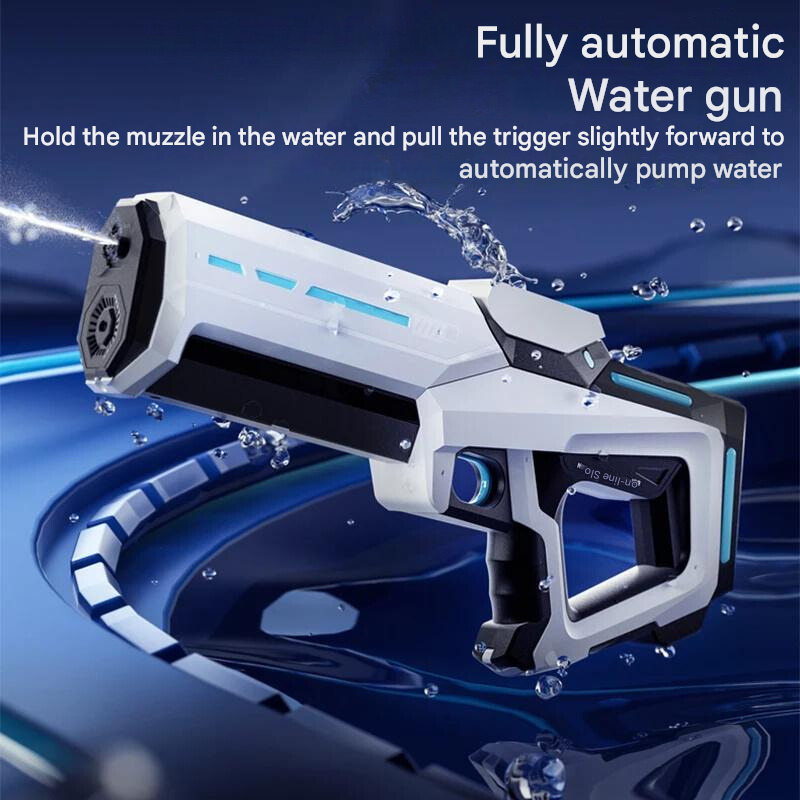 Leuchtende automatische Wasserpistole mit 1L Tank für Kinder, ideal für Outdoor-Sommerspielzeug.