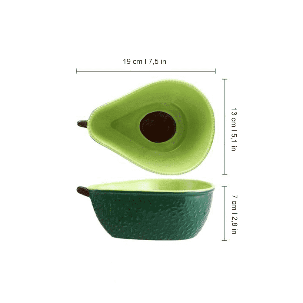 Avocado Keramik Geschirr Set, fröhliche Servierplatten & Schüsseln in Grün, ideal für moderne Tischdeko.
