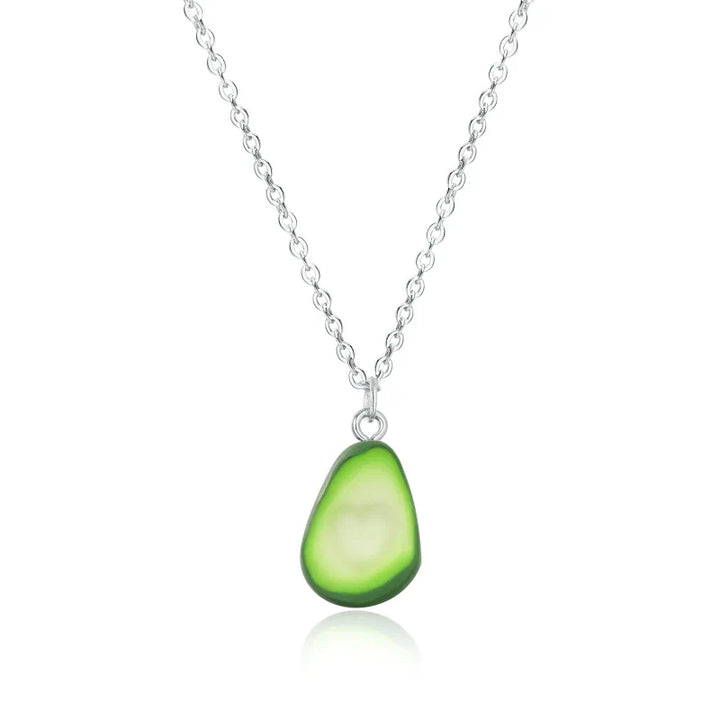 Unisex Edelstahl Halskette mit handgemachtem Fimo Avocado Herz Anhänger, Freundschaftskette.