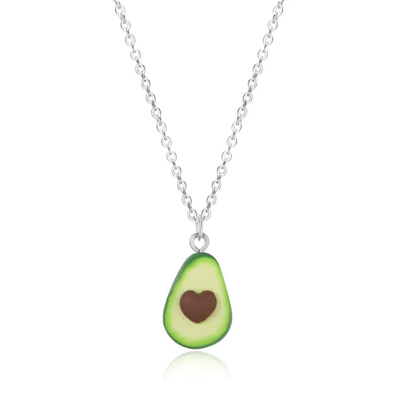 Süße Avocado Herz Partnerkette, ideales Liebesgeschenk & Freundschaftsschmuck, handgemacht.