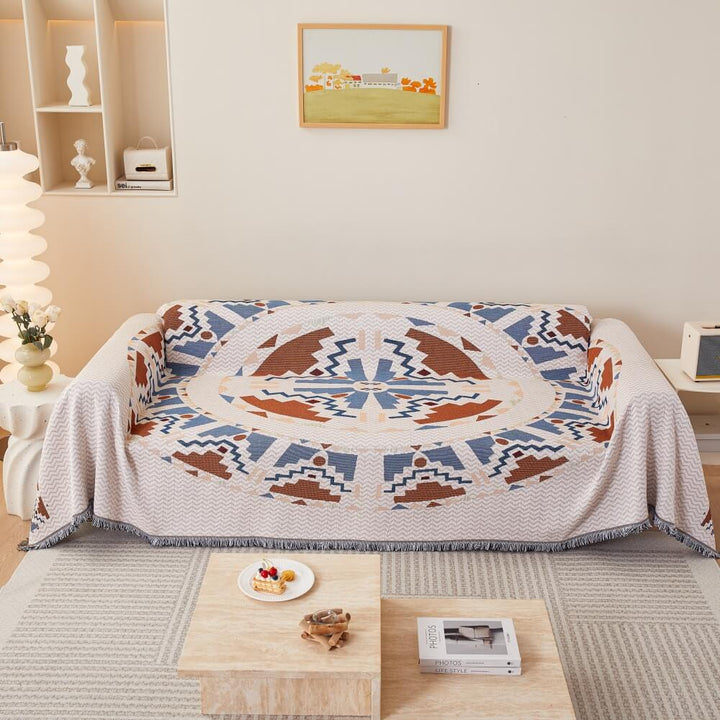 Pflegeleichter Polyester-Baumwoll-Sofabezug im Boho-Stil mit einzigartigem Muster.