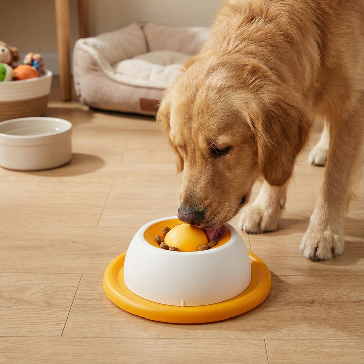 Blauer Leckteller für Hunde, ein interaktiver Slow Feeder Napf zur Futterverlangsamung und mentalen Auslastung.