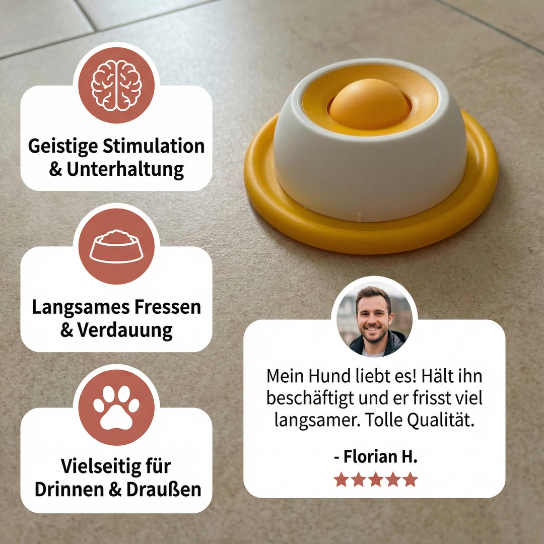Leckmatte & Slow Feeder Napf für Hunde, ein interaktives Hundespielzeug gegen Schlingen und für Stressabbau.