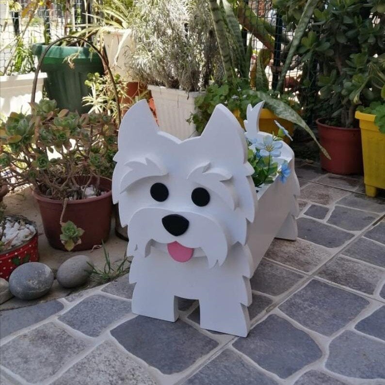Garten-Deko: Lustiger Hunde-Blumentopf, ein tierisches Highlight im Garten.