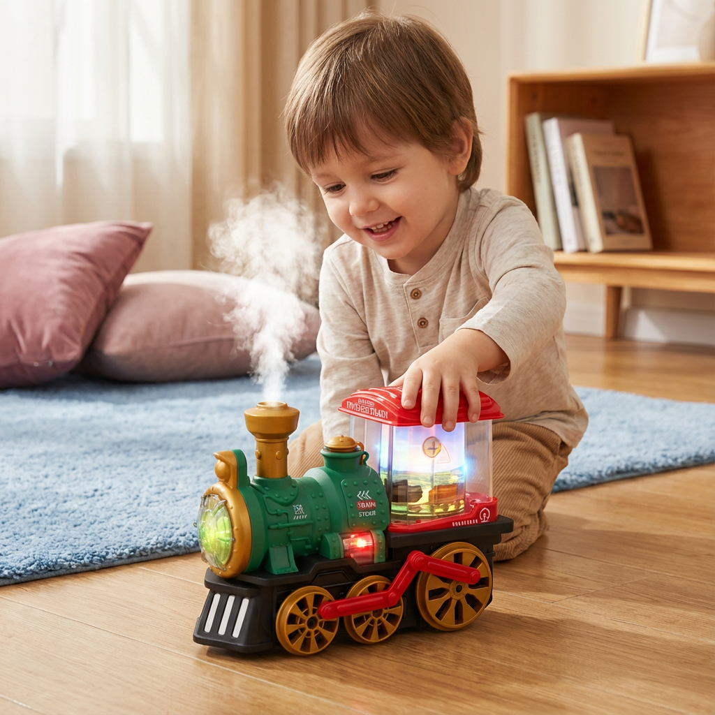Intelligente Dampflokomotive für Kinder mit Echtdampf & Fernsteuerung. Interaktives Kinderspielzeug.