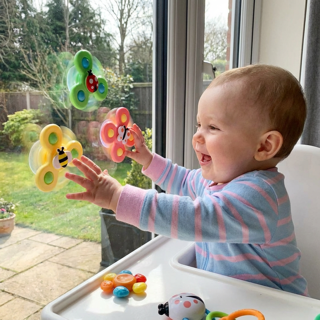 3er Set farbenfrohes Kinder Karussell Spielzeug. Sicheres Baby Sensorik und Lernspielzeug zur Förderung der Motorik.