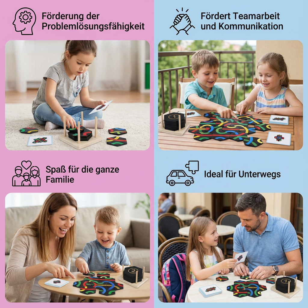 Hochwertiges pädagogisches PfadPuzzle, ein Lernspiel zur Förderung der kognitiven Fähigkeiten von Kindern.