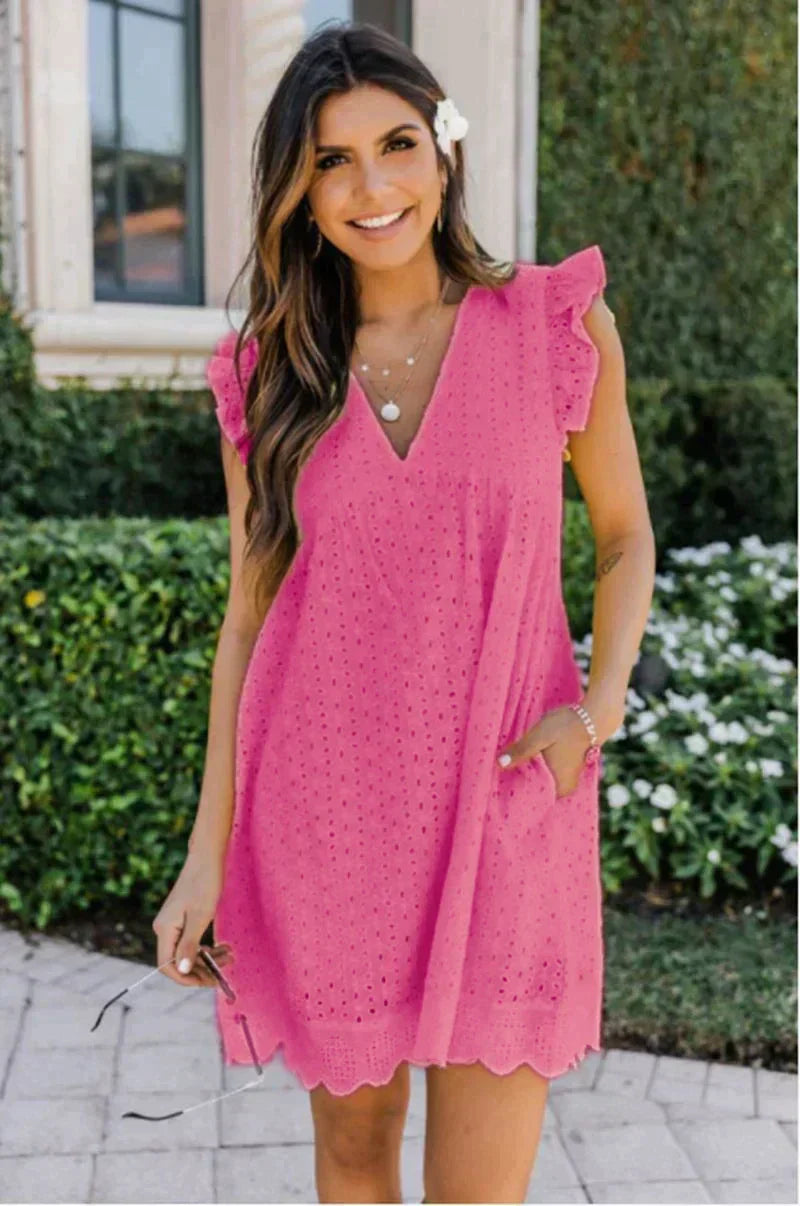 Damen Reisekleid: Leichtes Sommerkleid mit integrierten Shorts & Taschen, perfekt für den Urlaub.