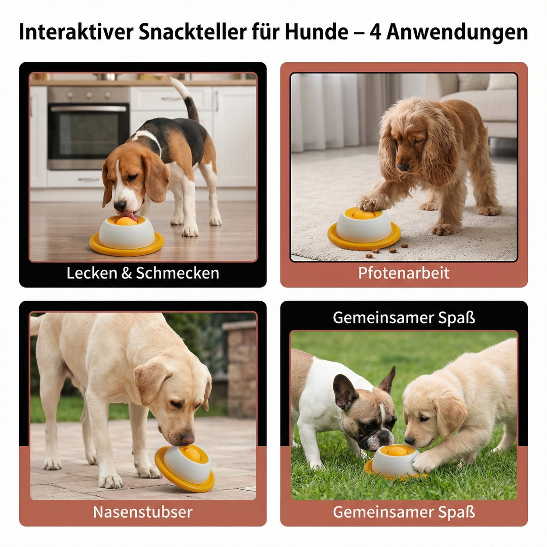 Strukturierter Leckteller für Hunde, Anti-Schling Napf aus strapazierfähigem Material, fördert langsames Fressen.
