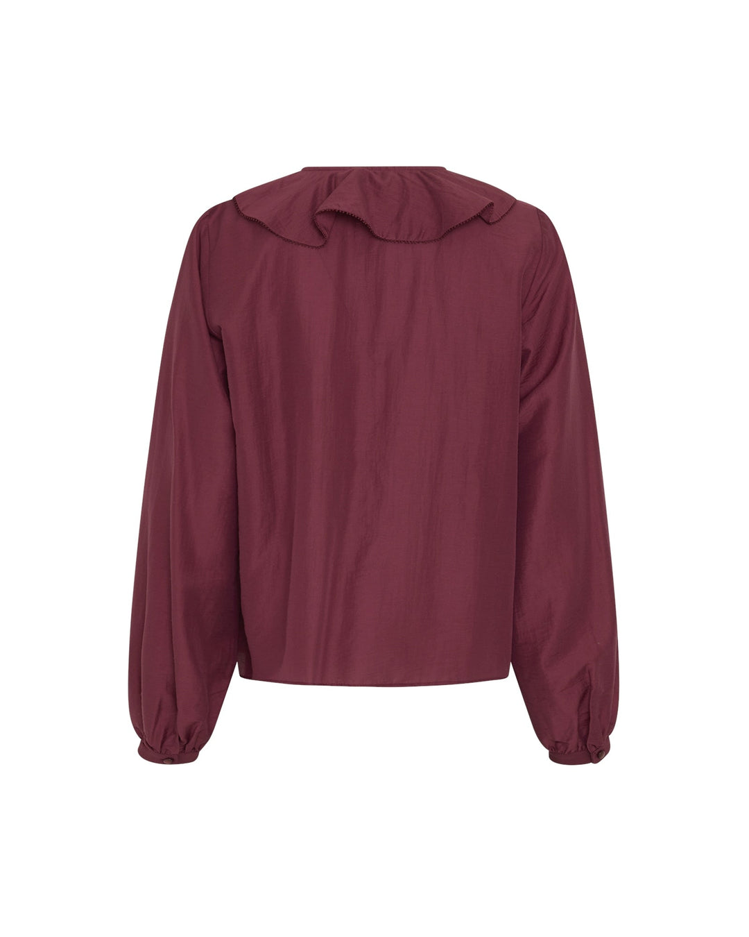Damenbluse mit elegantem V-Ausschnitt und Rüschen. Lange Ärmel, perfekt für Business und Freizeit.
