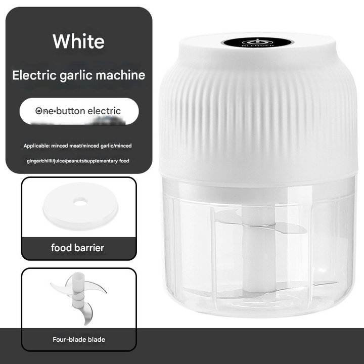 Kompakter elektrischer 300ml Mini-Zerkleinerer in der Küche. Zerkleinert schnell Gemüse, Knoblauch & Nüsse für kleine Mengen.