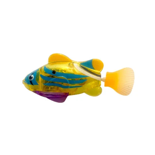 Katzenunterhaltung: Lebensechte schwimmende Fische als interaktives Wasserspielzeug.