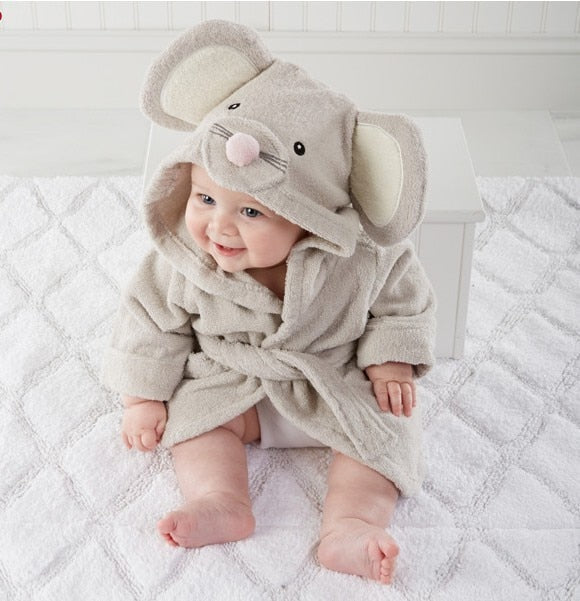 Kuscheliger Baby-Tierbademantel mit Kapuze für Jungen & Mädchen, ideal nach dem Bad.