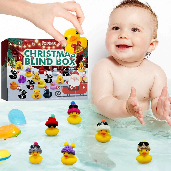 Badeentchen Adventskalender 2024 für Kinder. Festliche Überraschung mit Badespielzeug für die Weihnachtszeit.