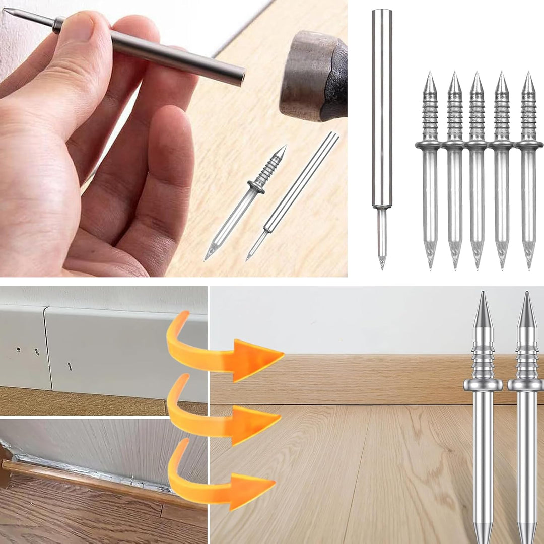 Das BaseFix Pro Nagel Set bietet eine unsichtbare Befestigungslösung für Sockelleisten bei Renovierungsarbeiten.