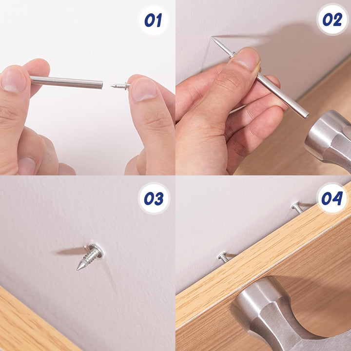Montageset BaseFix Pro: Spezielle Sockelleistennägel für einfache, sichere und unsichtbare Anbringung von Leisten.