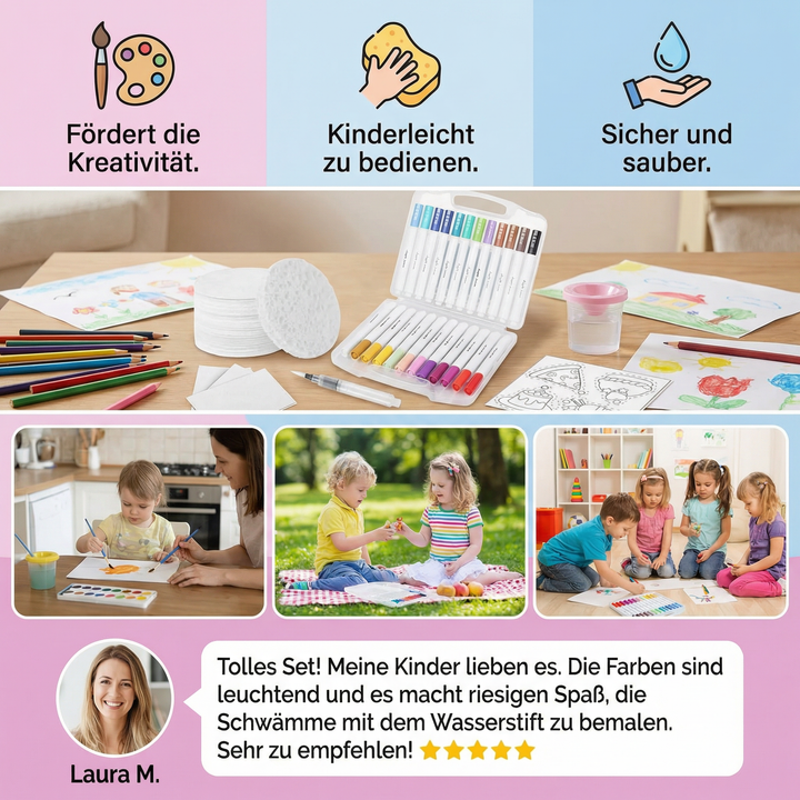 Fertiges Kunstwerk: Lebendige Kinderkunst mit einzigartigem Bubble-Effekt, gemalt mit dem Schwamm-Malset. Ideales Bastelset.