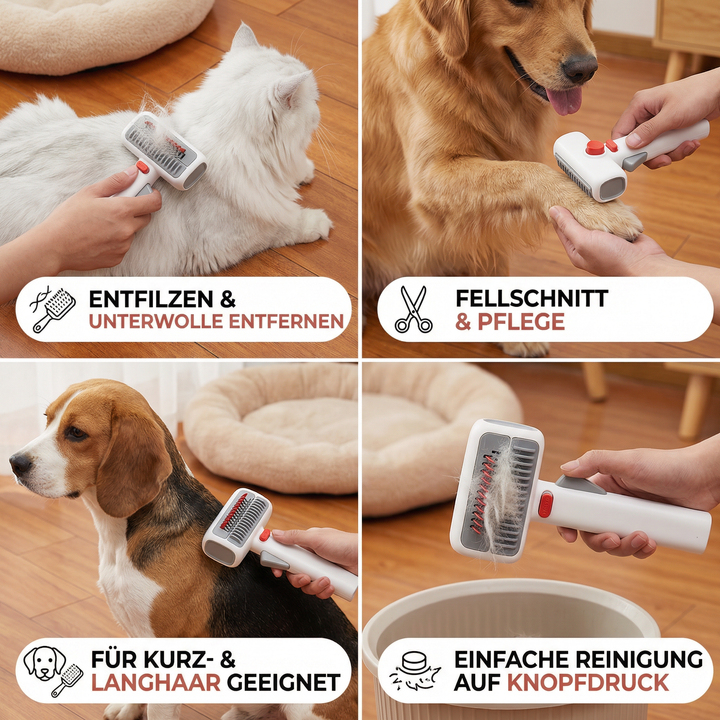 Premium Fellpflegebürste für Haustiere: entfernt lose Haare & entfilzt effektiv Hund- & Katzenfell.