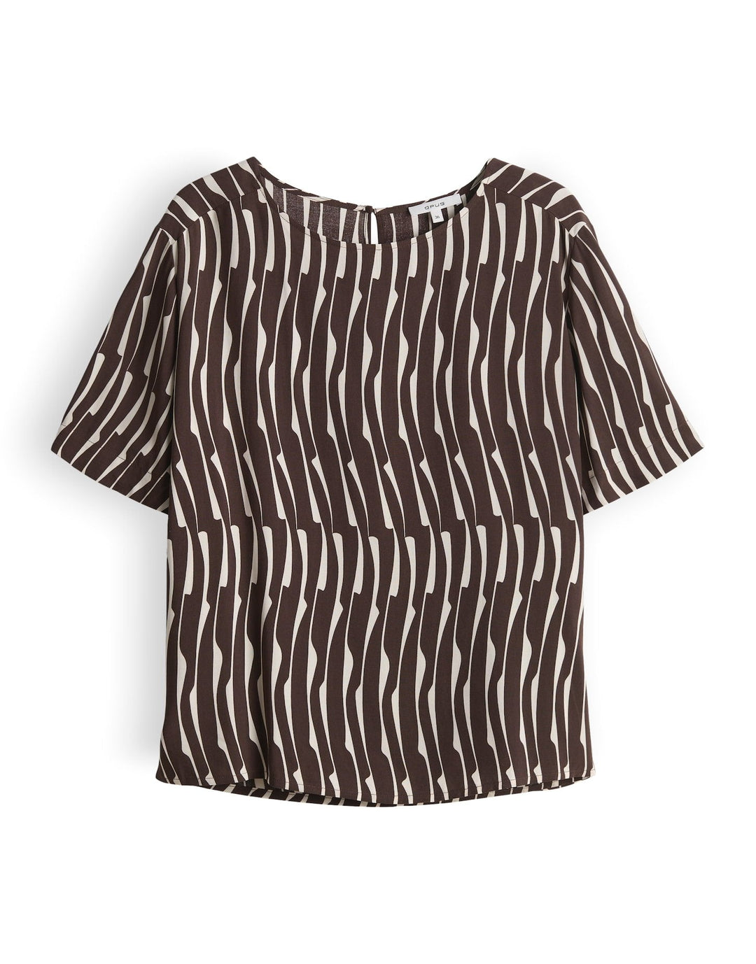 Damen Loose-Fit Kurzarmbluse mit U-Boot-Ausschnitt & elegantem Grafikmuster. Perfektes Oberteil für Freizeit & Sommer.