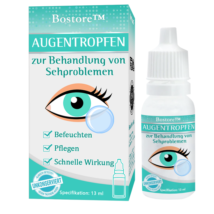 Befeuchtende Augentropfen für trockene & müde Augen, fördern klare Sicht & täglichen Komfort.