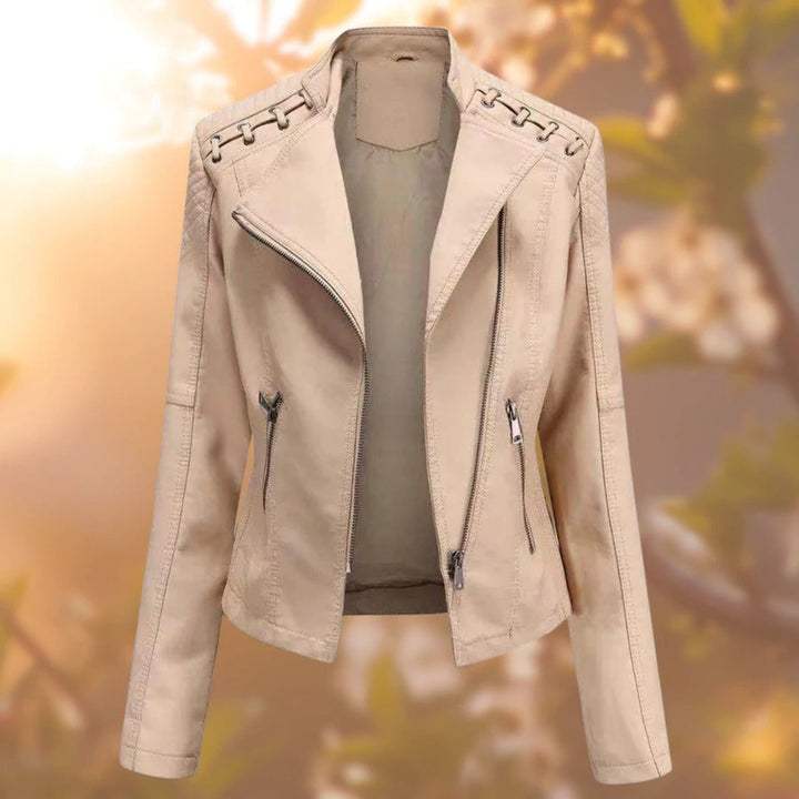 Feminin-elegante rosa Damen Lederjacke. Vielseitige Frauen Oberbekleidung, ideal für Frühling und stilvolle Looks.