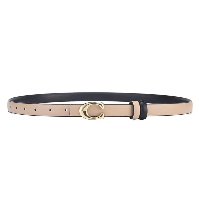 Unisex Gürtel mit C-Schnalle, doppelseitig, dünn und elegant. Vielseitiges Mode-Accessoire für jeden Look.