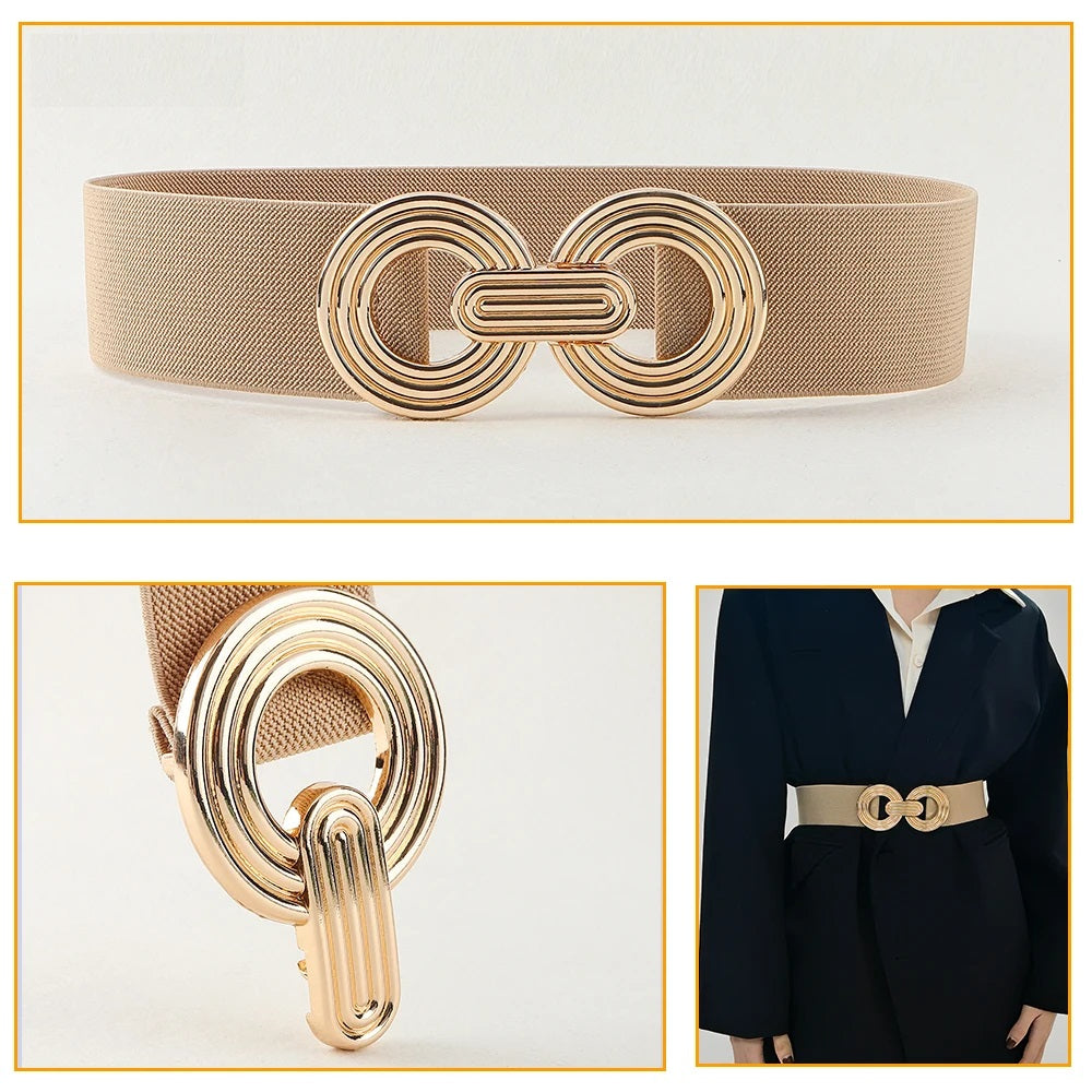 Damen Kleidergürtel mit stilvoller runder Schnalle. Vielseitiges, elegantes Accessoire für Damenmode.
