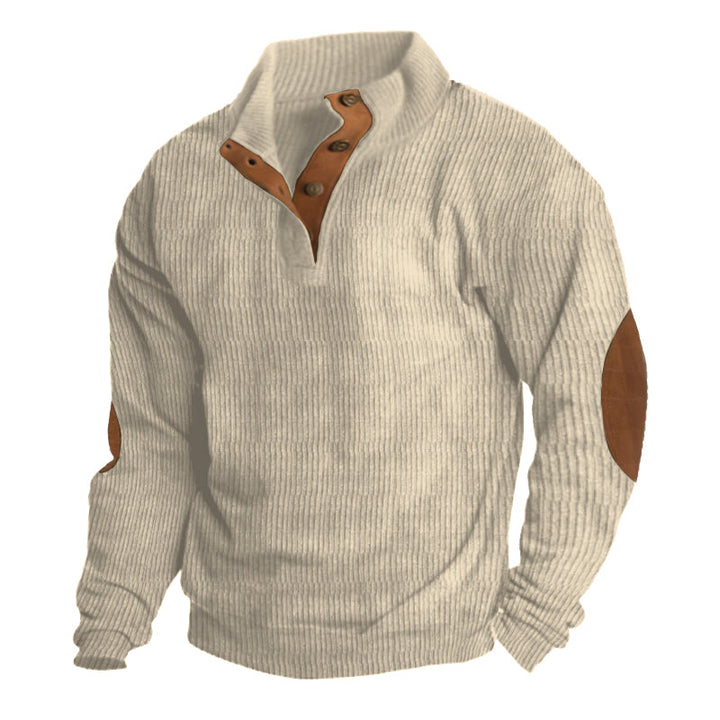 Detailaufnahme: Strukturierter Herren Winter-Pullover, warm & bequem. Perfekt für kalte Tage & Outdoor.