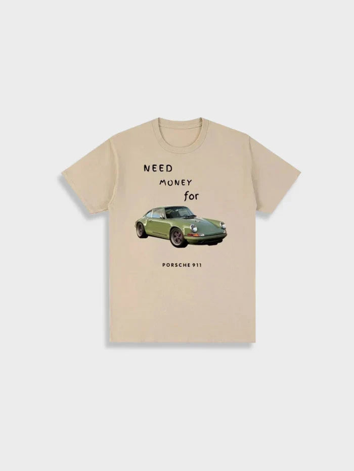 Unisex T-Shirt "Mein Weg zum Porsche 911 Traum 2025". Stilvolles Grafik-Shirt für Autoliebhaber und Porsche Fans.