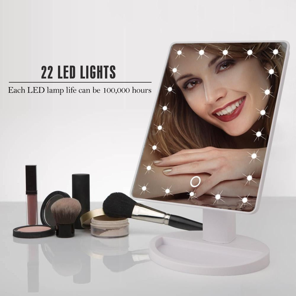 Eleganter Vergrößerungsspiegel mit heller LED-Beleuchtung, perfekt für Badzimmer und Schönheitsroutine.