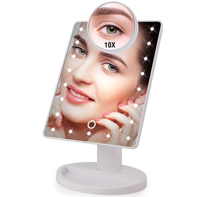 Perfektes Geschenk: LED Kosmetikspiegel mit 10X Vergrößerung, beleuchtet für makellose Schönheitsroutine.