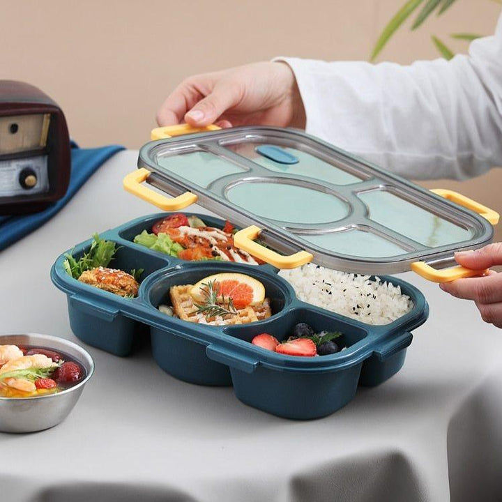 Moderne Bento Box für Erwachsene und Kinder, mit 5 Unterteilungen und auslaufsicherem Design.